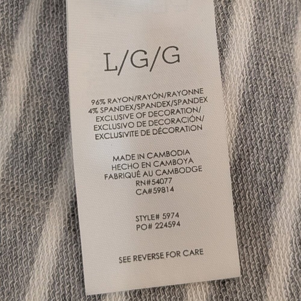 Cabi Stripe Easy Dress Midi Sleeveless Grey White Stripe Large Rouched  5974 - Picture 7 of 11